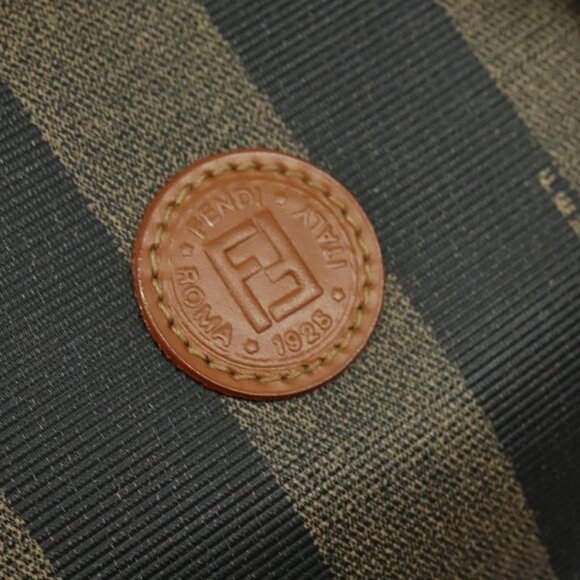 FENDI Pecan Canvas Hand Bag Brown Gold Auth 119578 - Picture 10 of 16